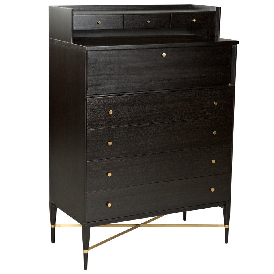 Paul McCobb Ebonized Tall Chest of Drawers or Secretary