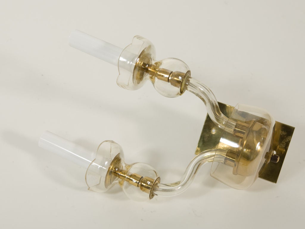 Brass Pair of Murano Sconces