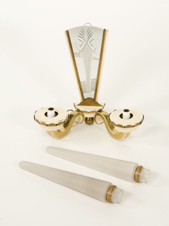Brass Pair of French Sconces For Sale