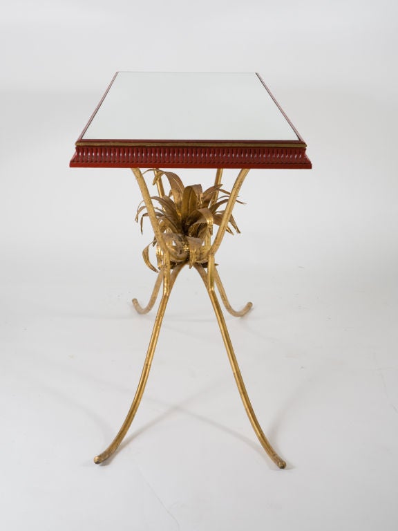 Mid-Century Gilt Iron Console In Good Condition For Sale In New York, NY