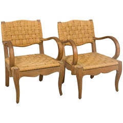 Pair of French Woven Armchairs