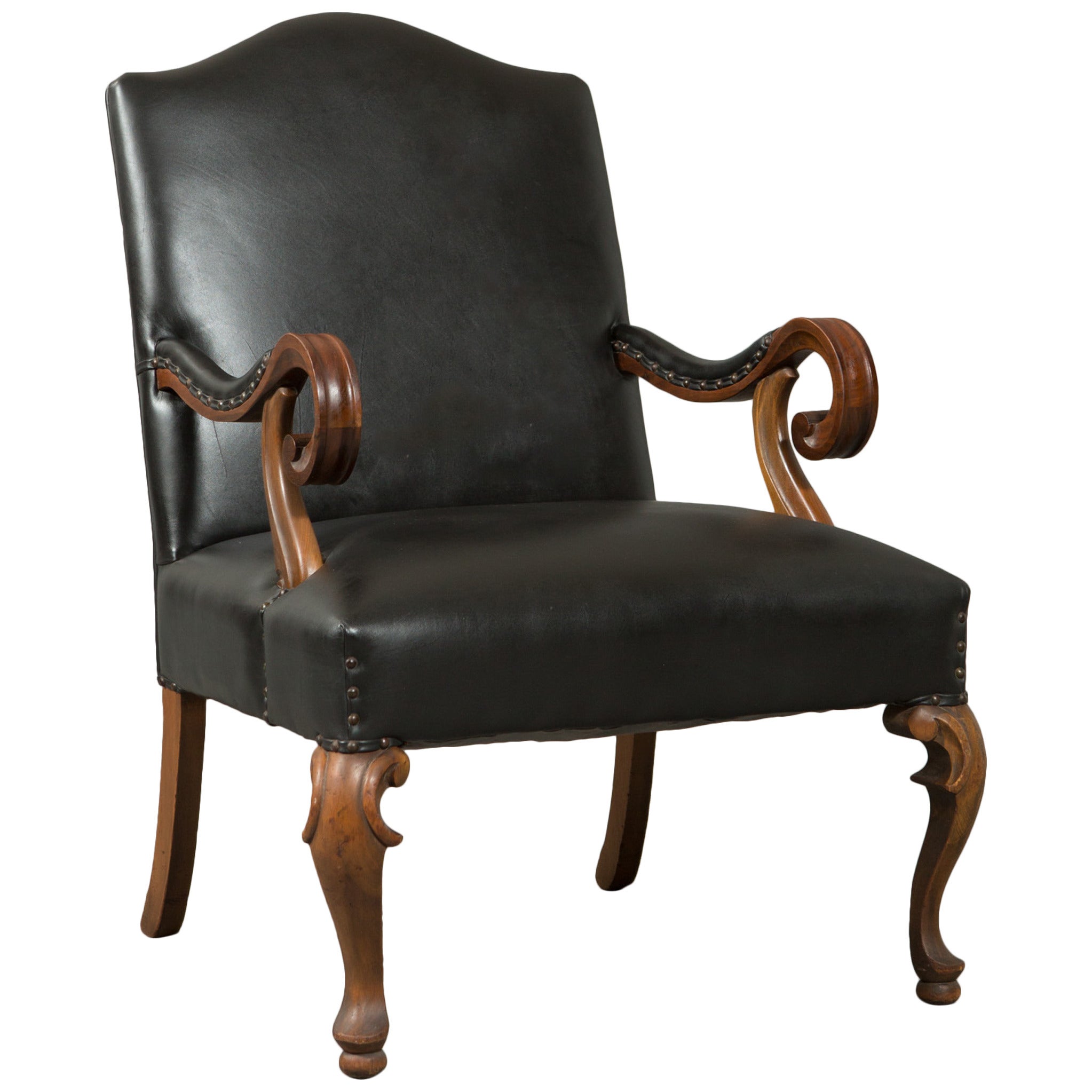 Neo-Baroque Hand-Carved Louis XIII Style Armchair