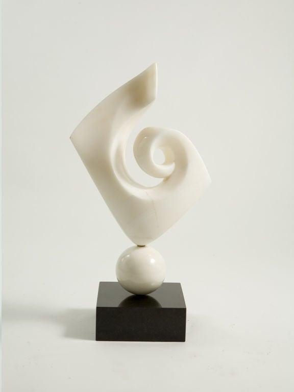 High quality variegated white marble abstract sculpture, 