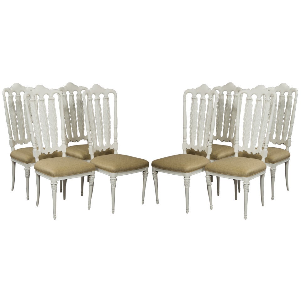 Eight Italian Neoclassical Design Chairs For Sale