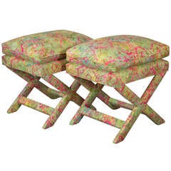 Pair of Mid-Century Upholstered Ottomans 11