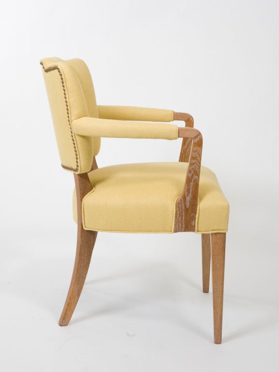 Oak French Art Deco Open Armchair