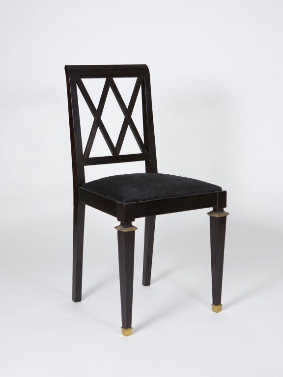 Mid-20th Century French Neoclassical Ebonized Side Chairs For Sale