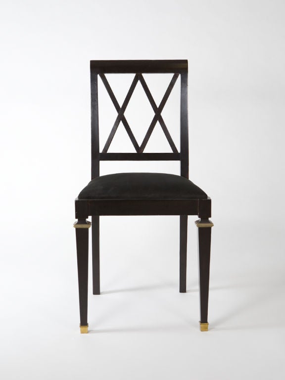 Wood French Neoclassical Ebonized Side Chairs For Sale