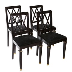 French Neoclassical Ebonized Side Chairs