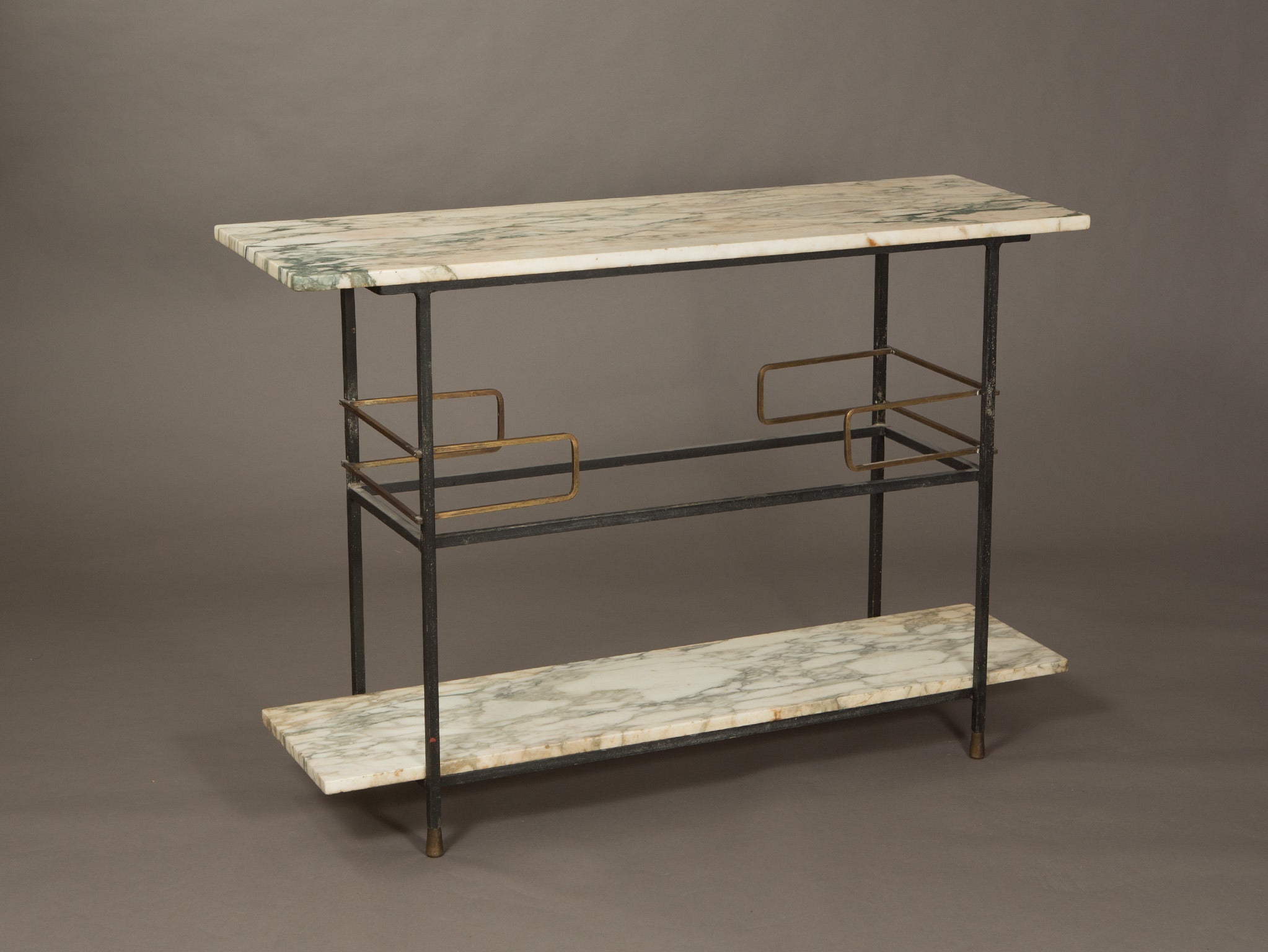 1950s Salterini Marble and Gilt Metal Console Table