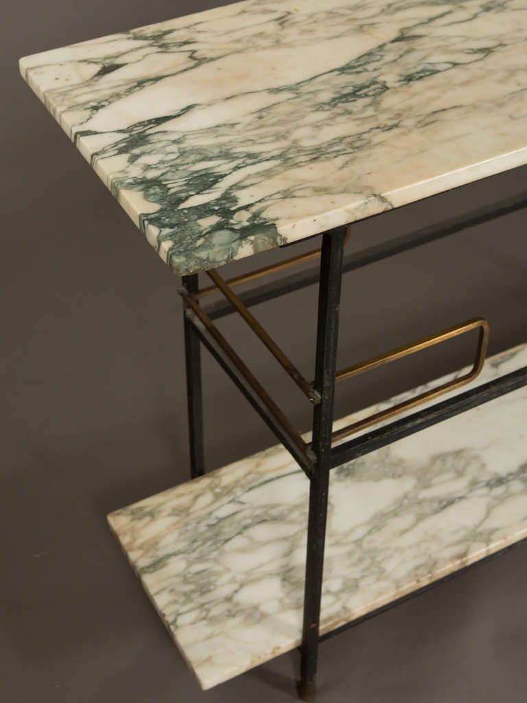 1950s Salterini Marble and Gilt Metal Console Table In Good Condition In New York, NY