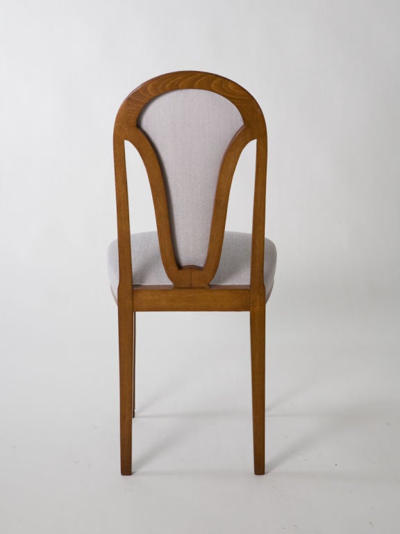 Silk Four French Art Deco Side Chairs For Sale