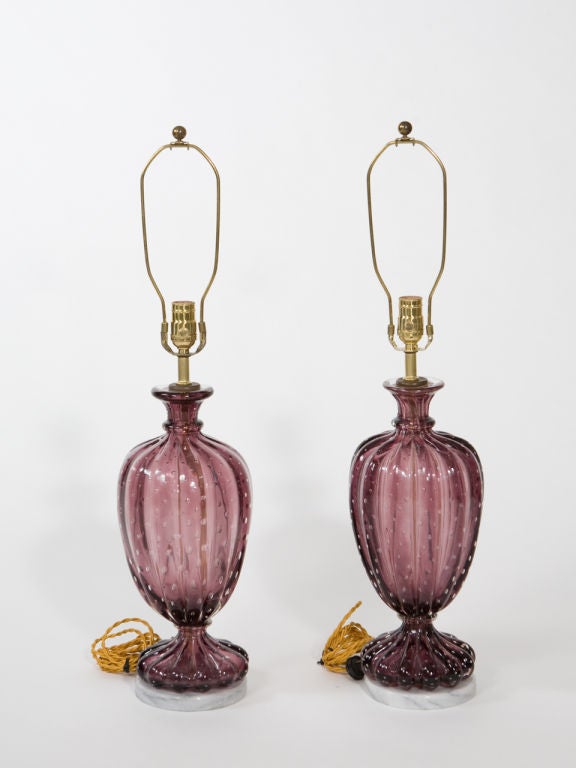 Pair of Violet Murano Lamps