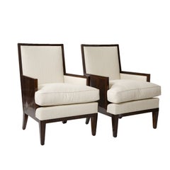 Pair of French Deco Parquetry Bergeres