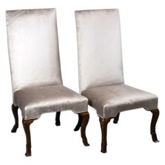 Pair of Tall English Slipper Chairs 11