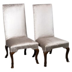 Antique Pair of Tall English Slipper Chairs