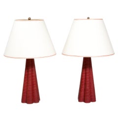 Pair of Red Alligator Lamps 8