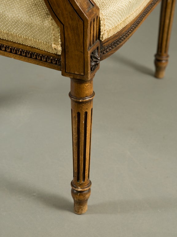 Wood Louis XVI Style High Back Fauteuil For Sale