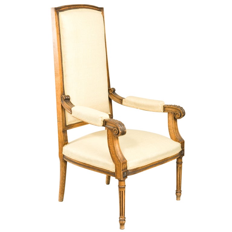 Louis XVI Style High Back Fauteuil For Sale