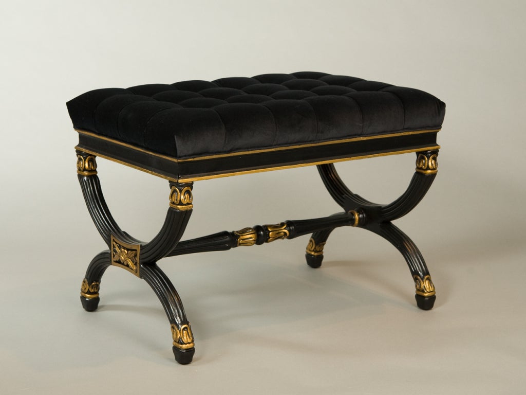 Gilt Black Neoclassical Style Curule Stools