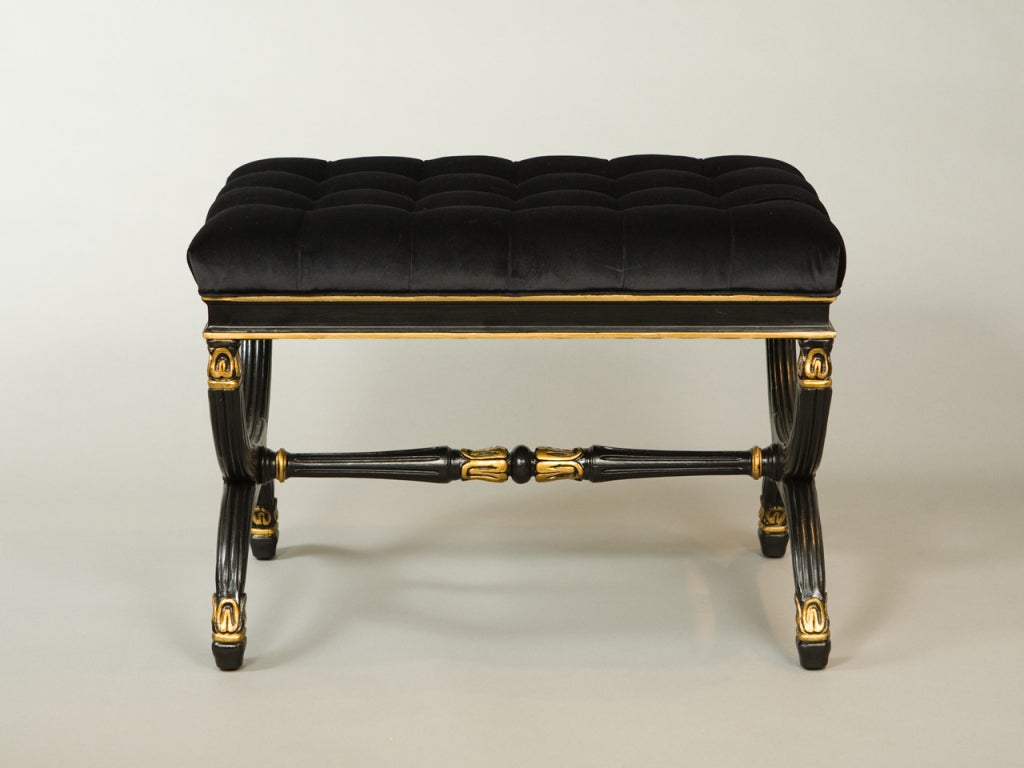 Mid-20th Century Black Neoclassical Style Curule Stools
