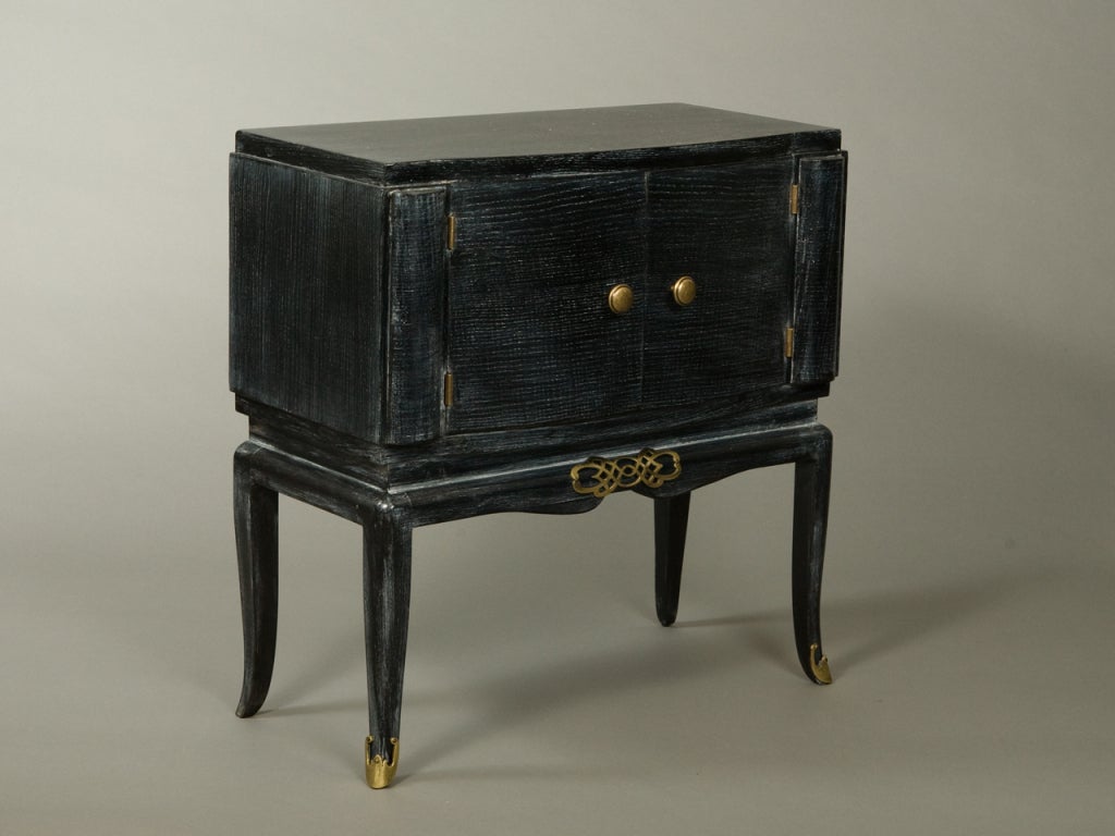 Mid-20th Century Pair of Black Cerused French Deco Nightstands