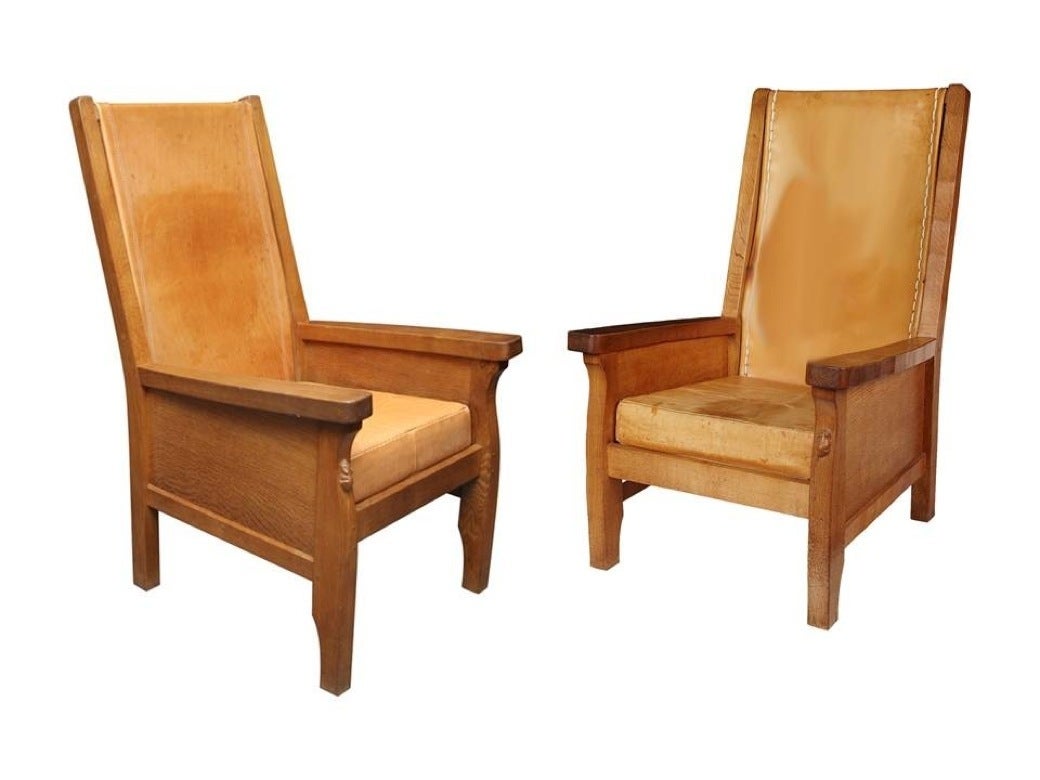 Pair of Robert "Mouseman" Thompson Library Chairs
