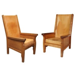 Pair of Robert "Mouseman" Thompson Library Chairs