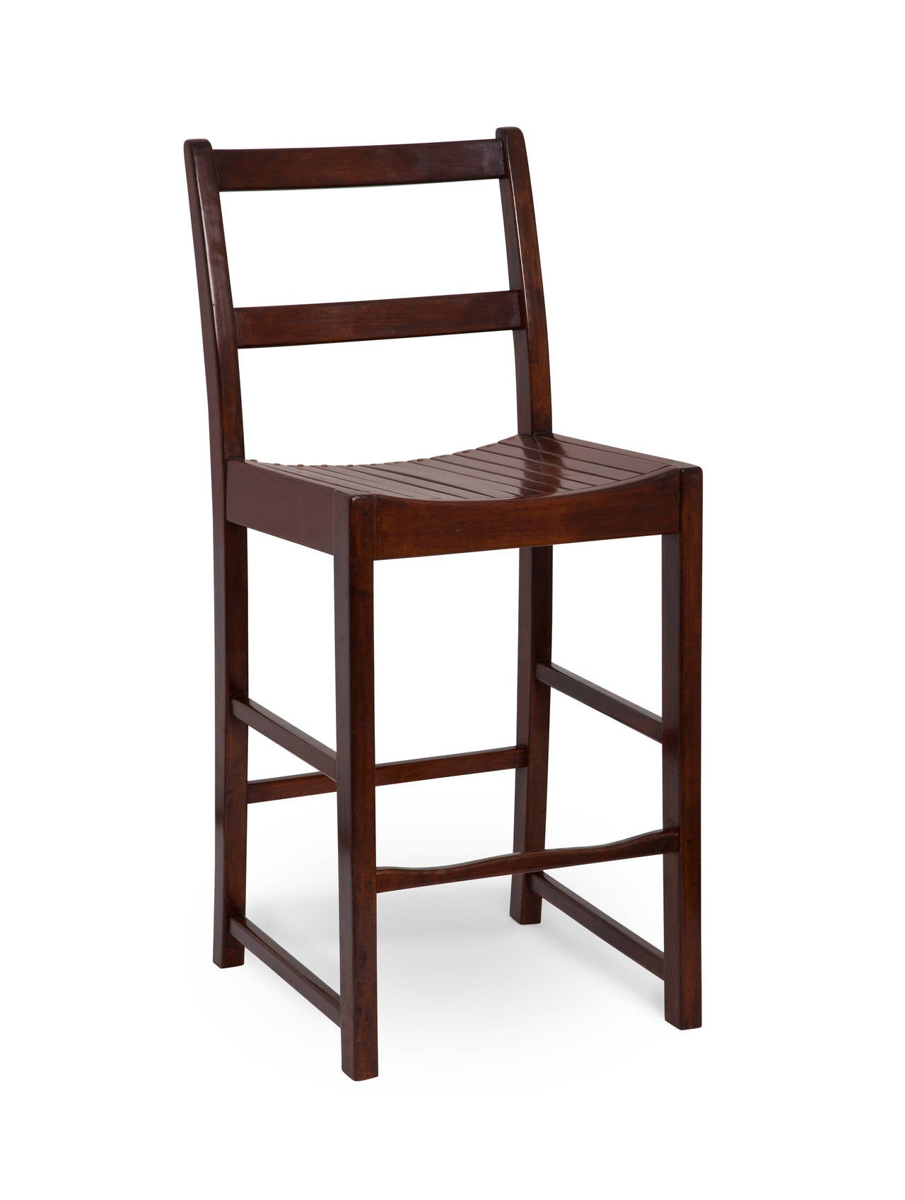 Tapered seat. 
Polished mahogany finish. 
Handmade.

Stools are finished with polished mahogany or can be painted in any color.

Available dimensions:
Seat height: Custom.
Seat width: 16½