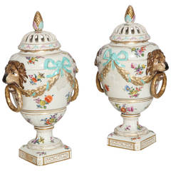 Pair of KPM Berlin Potpourri Vases