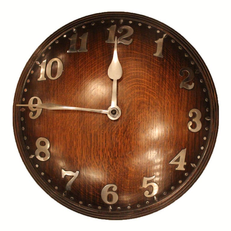 Heal's Wall Clock of Oak and Chrome For Sale