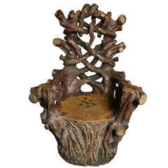 Large Faux-Bois Concrete Garden Chair