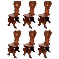 Set of (6) Oak Hall Chairs