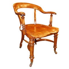 Antique Mahogany Desk Chair with Saddle Seat