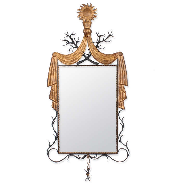 Pair of Spectacular Gilt Metal Mirrors in the Style of Gilbert Poillerat