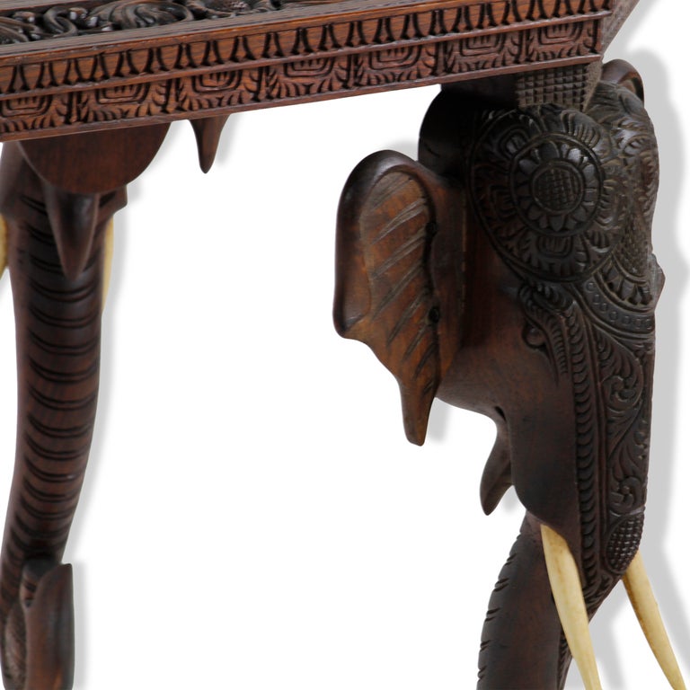 Anglo Indian or Burmese Elephant Motif Table In Good Condition In Palm Beach, FL