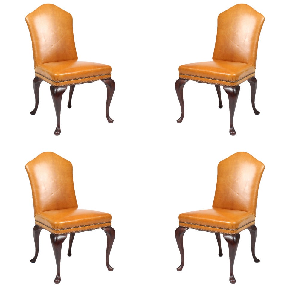 Set of 4 Leather Georgian Style Chairs