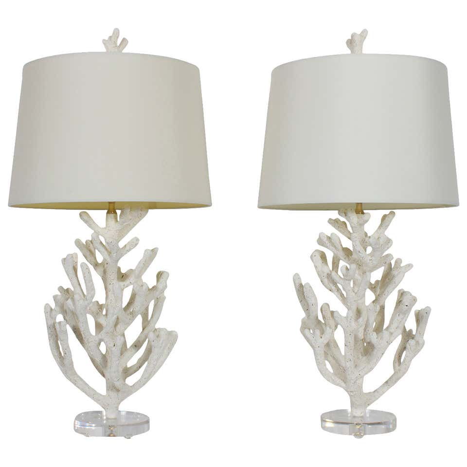 Pair of Faux Coral Custom Table Lamps on Lucite Bases at 1stDibs ...