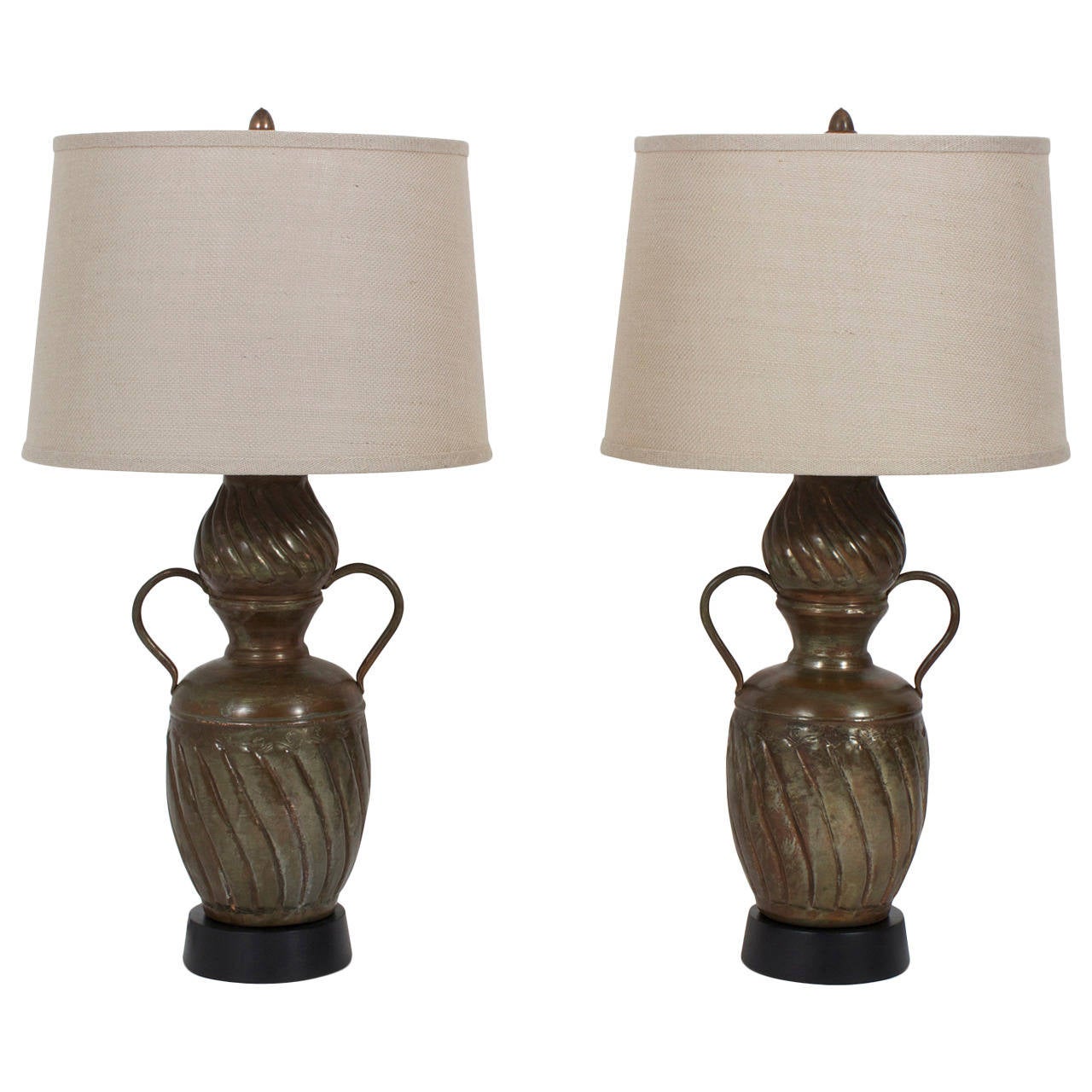 Pair of Custom Made Copper Table Lamps For Sale at 1stdibs