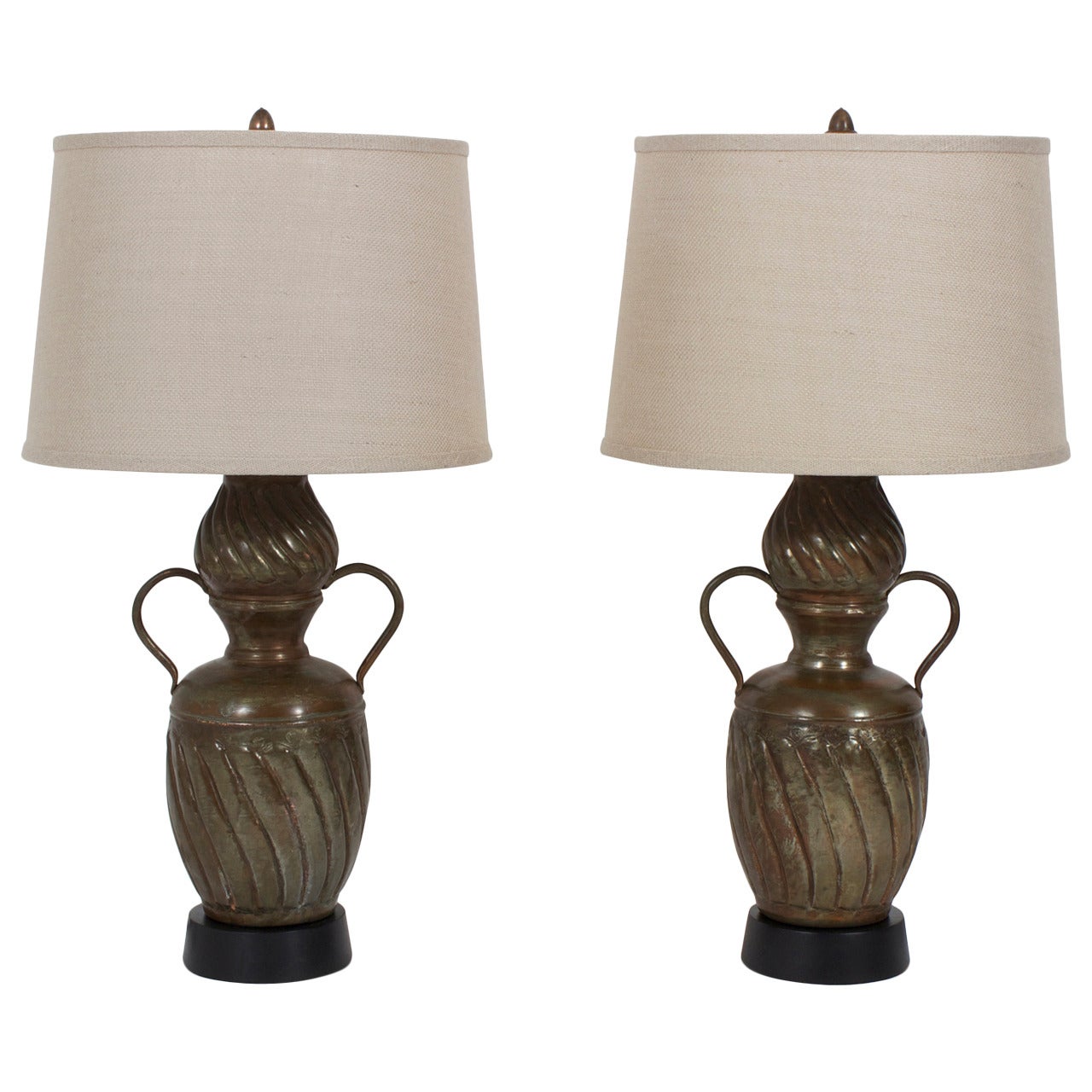 Pair of Custom Made Copper Table Lamps