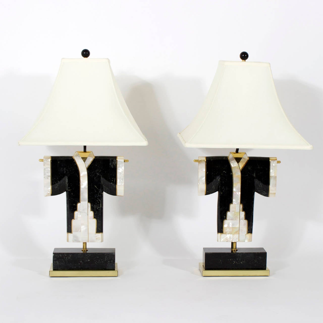 Pair of Mid Century Kimono Table Lamps