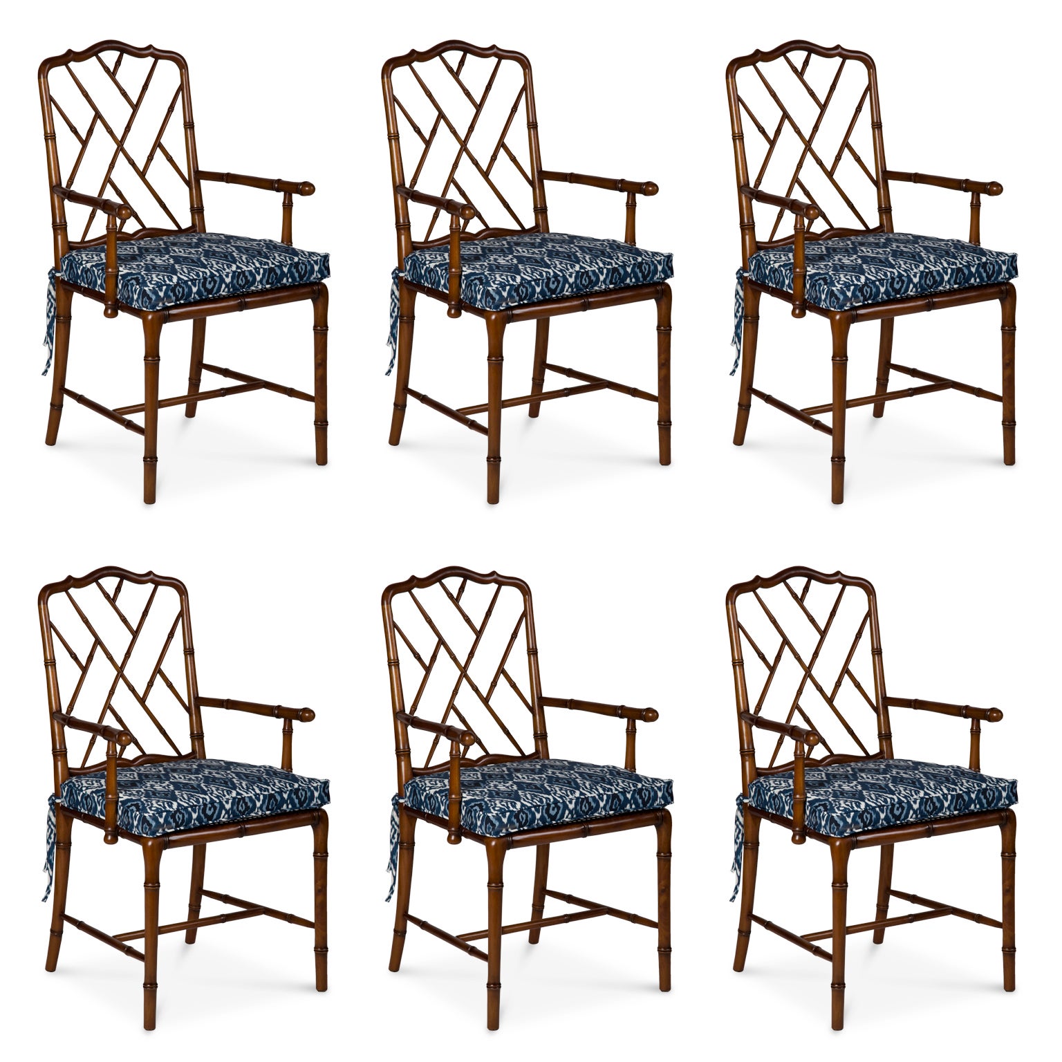Set of Six Faux Bamboo Chairs