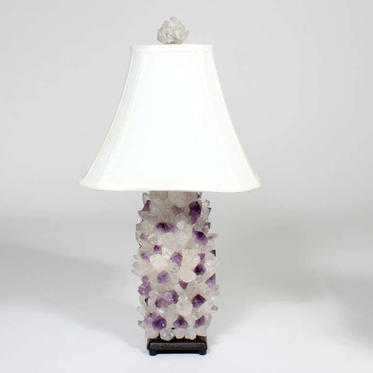 Pair of Arthur Court Rock Crystal and Amethyst Lamps In Excellent Condition In Palm Beach, FL