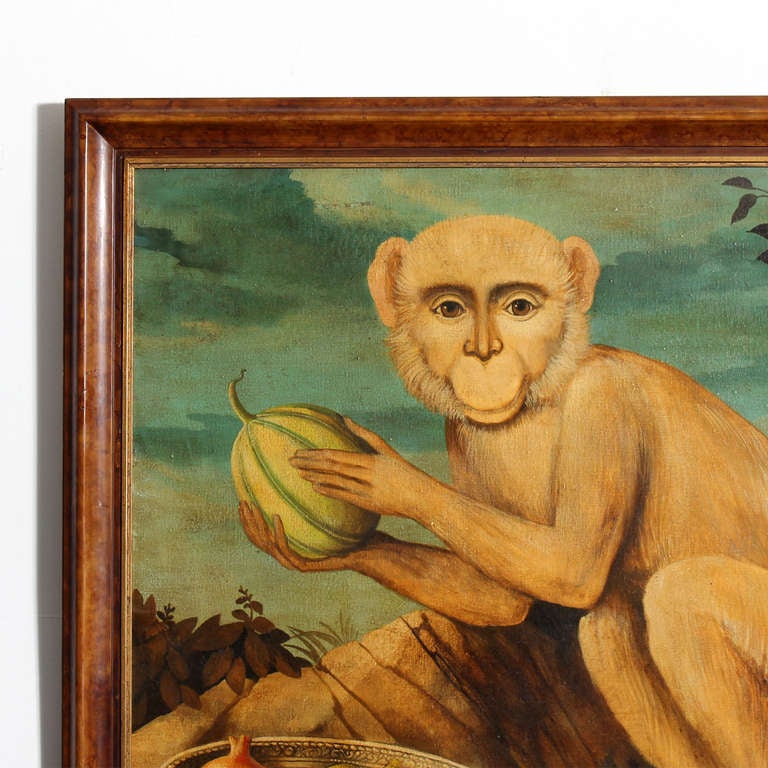 Paire de peintures de singes à l'huile sur toile par William Skilling 1