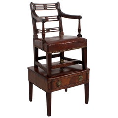 Antique Georgian Childs High Chair in Mahogany with Stand