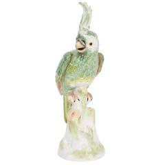 Italian Porcelain Parrot on Tree Trunk