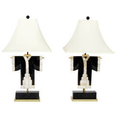 Pair of Mid Century Kimono Table Lamps