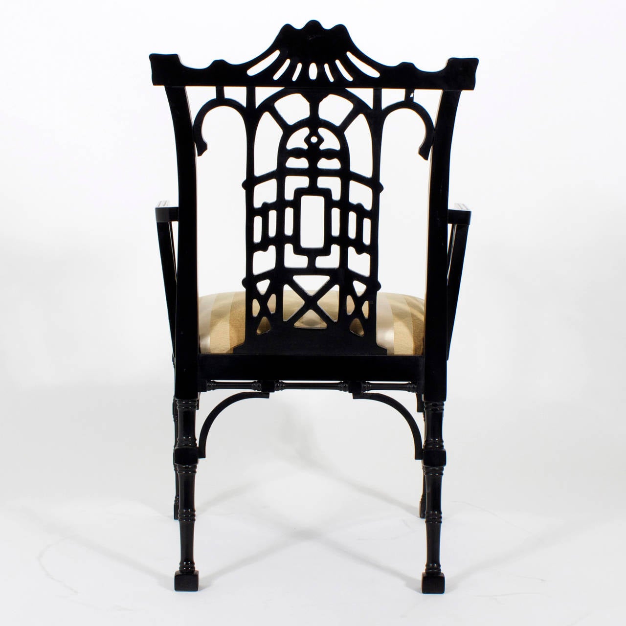 Set of Ten Chinese Chippendale Ebonized Dining Chairs and More 2