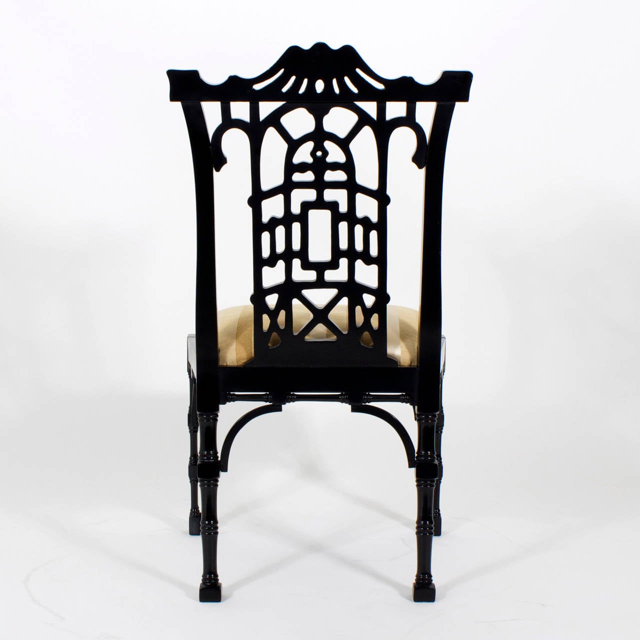 Set of Ten Chinese Chippendale Ebonized Dining Chairs and More 1