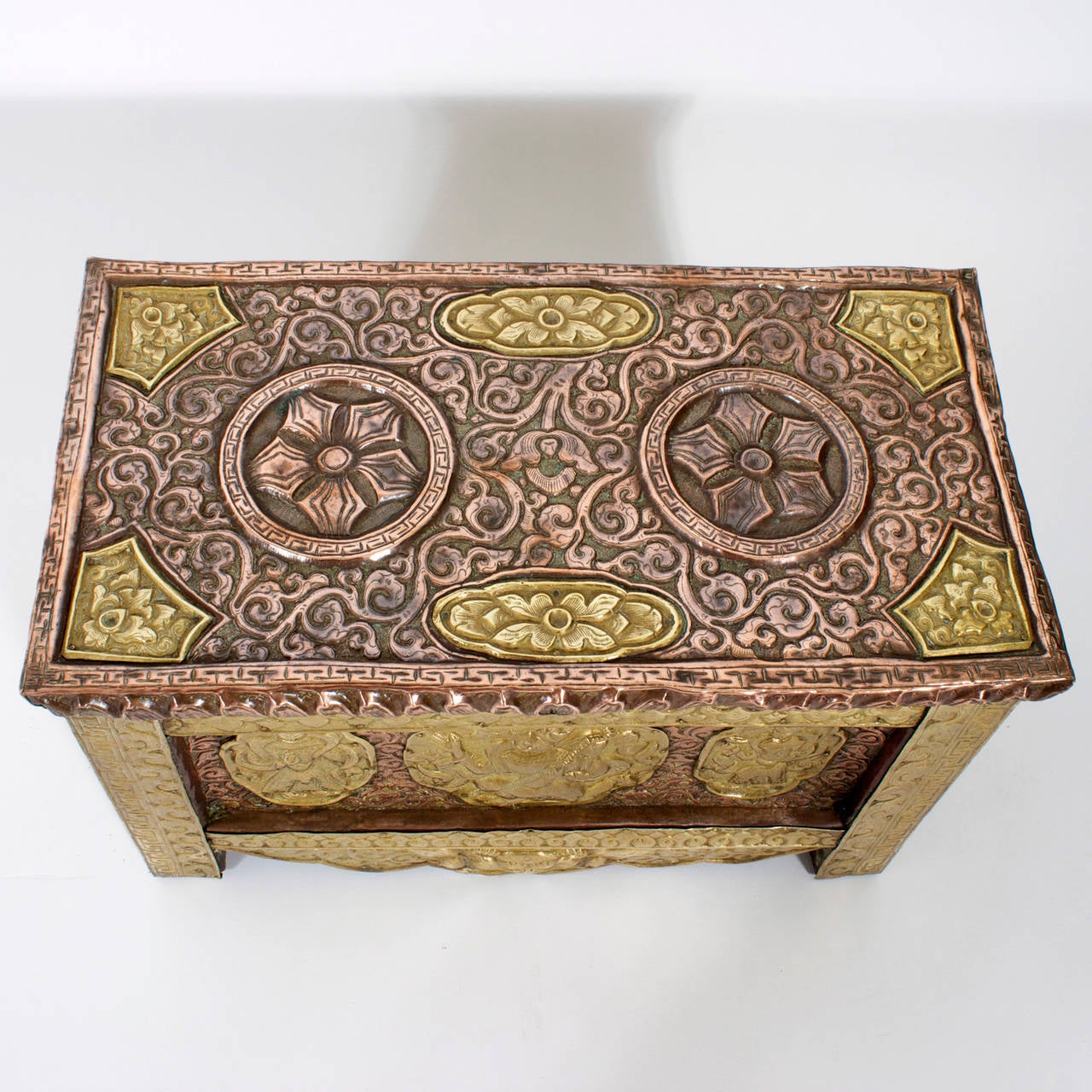 Anglo Raj Brass and Copper Indian Repousse Faux Box